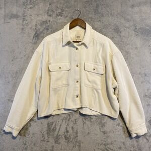 BDG Urban‎ Outfitters Jacket Women Sz M Ivory Corduroy Cropped Soft Boho Country